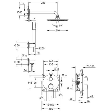 GROHE 34732000 - Set doccia GROHTHERM RAINSHOWER COSMOPOLITAN 210, 286 mm cromato