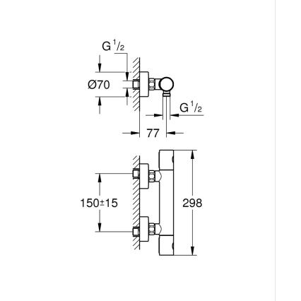 GROHE 34765000-Miscelatore termostatico per doccia GROHTHERM COSMOPOLITAN DN 15 cromato