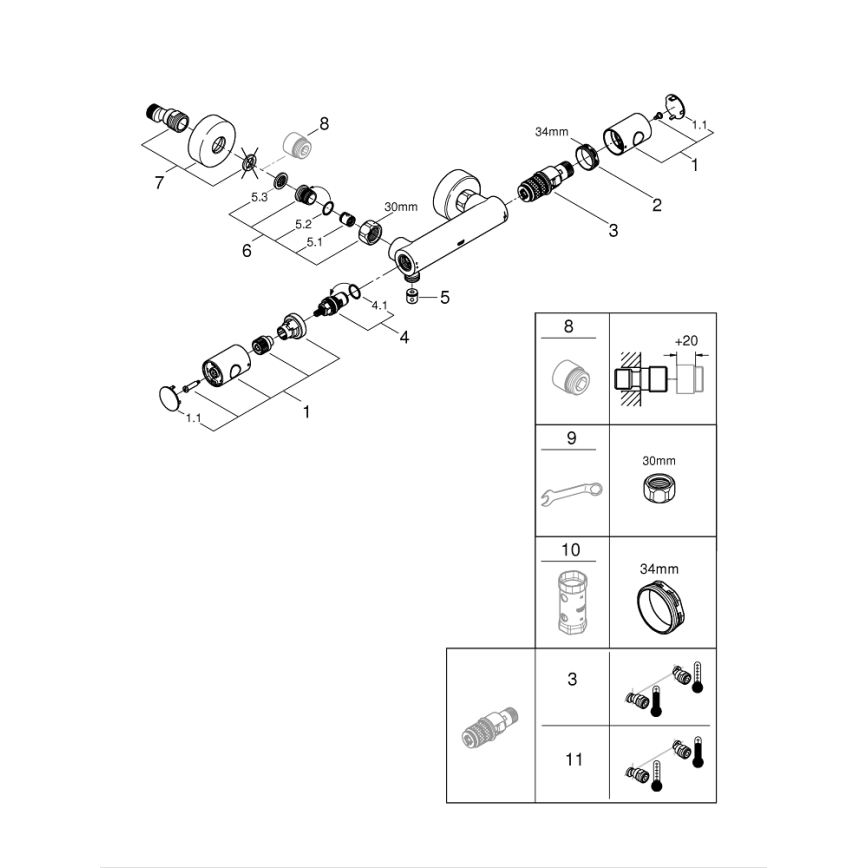 GROHE 34773000 - Miscelatore termostatico per doccia PRECISION GET DN 15, cromo lucido