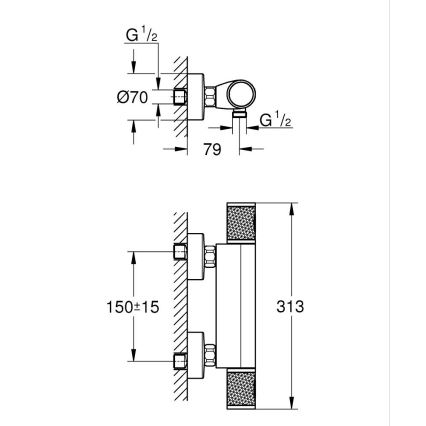 GROHE 34790000 - Miscelatore termostatico per doccia PRECISION FEEL DN 15 cromato