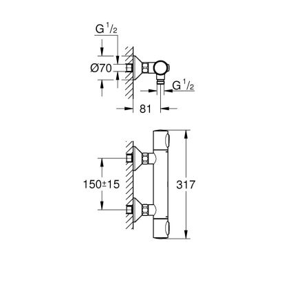 GROHE 34840000 - Miscelatore termostatico per doccia PRECISION DN 15 finitura cromata lucida