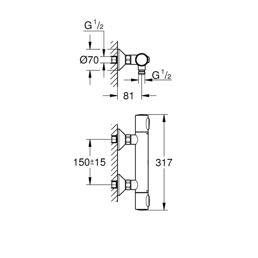 GROHE 34840000 - Miscelatore termostatico per doccia PRECISION DN 15 finitura cromata lucida