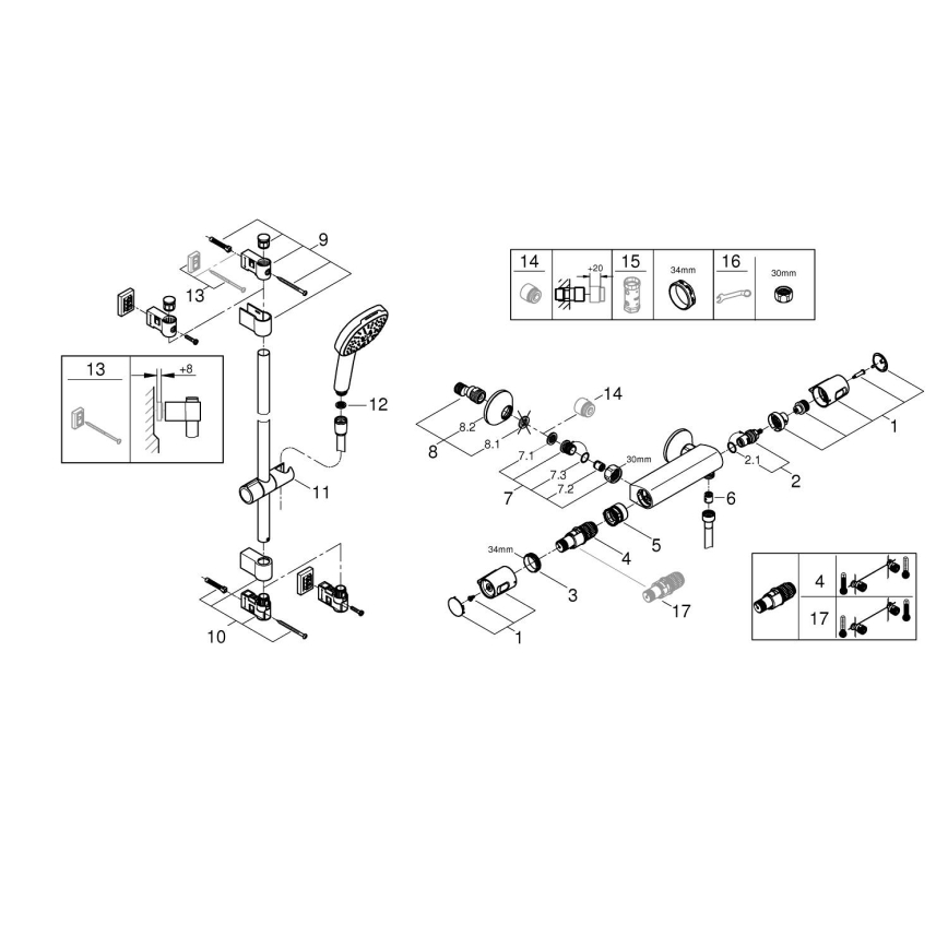 GROHE 34855003 - Miscelatore termostatico per doccia PRECISION TREND 150 mm cromato