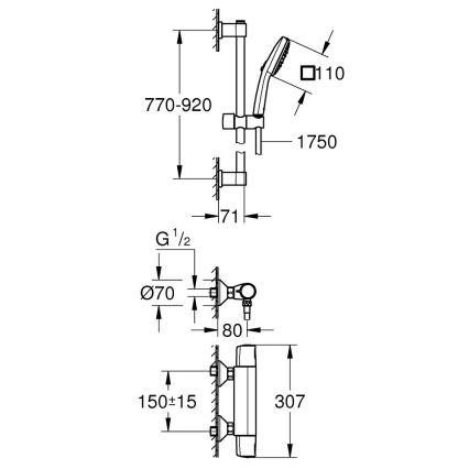 GROHE 34855003 - Miscelatore termostatico per doccia PRECISION TREND 150 mm cromato