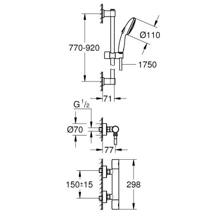 GROHE 34857000 - Kit doccia con miscelatore termostatico PRECISION GET 12” cromo lucido