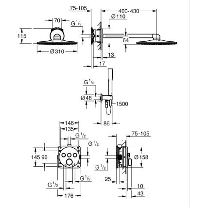 GROHE 34874000 - Sistema doccia PRECISION SMARTCONTROL 310 mm cromo lucido