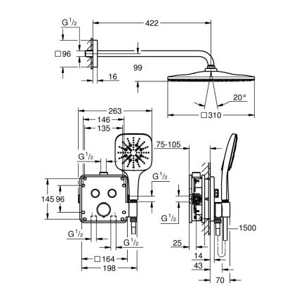 GROHE 34876000 - Sistema doccia PRECISION SMARTCONTROL 310 × 310 mm cromo