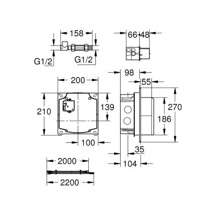 GROHE 36264001 - Sistema per installazione ad incasso ESSENSE E, finitura cromo lucido