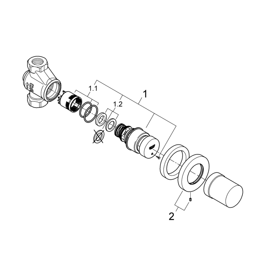 GROHE 36268000-Valvola di passaggio autochiudente EUROECO COSMOPOLITAN T DN 15 cromo