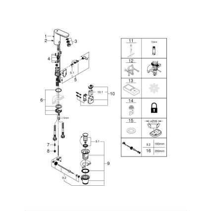 GROHE 36331001 - Miscelatore per lavabo EUROECO 1 14” cromo lucido
