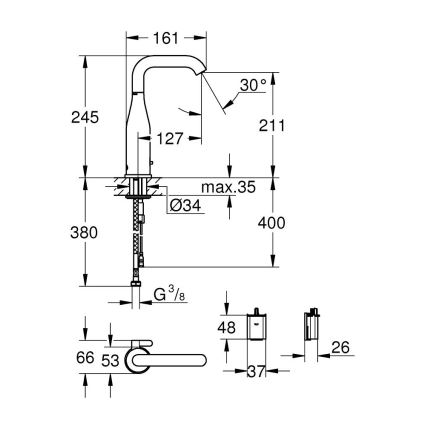 GROHE 36445000 - Miscelatore elettronico per lavabo con sensore a infrarossi ESSENCE E, cromo lucido