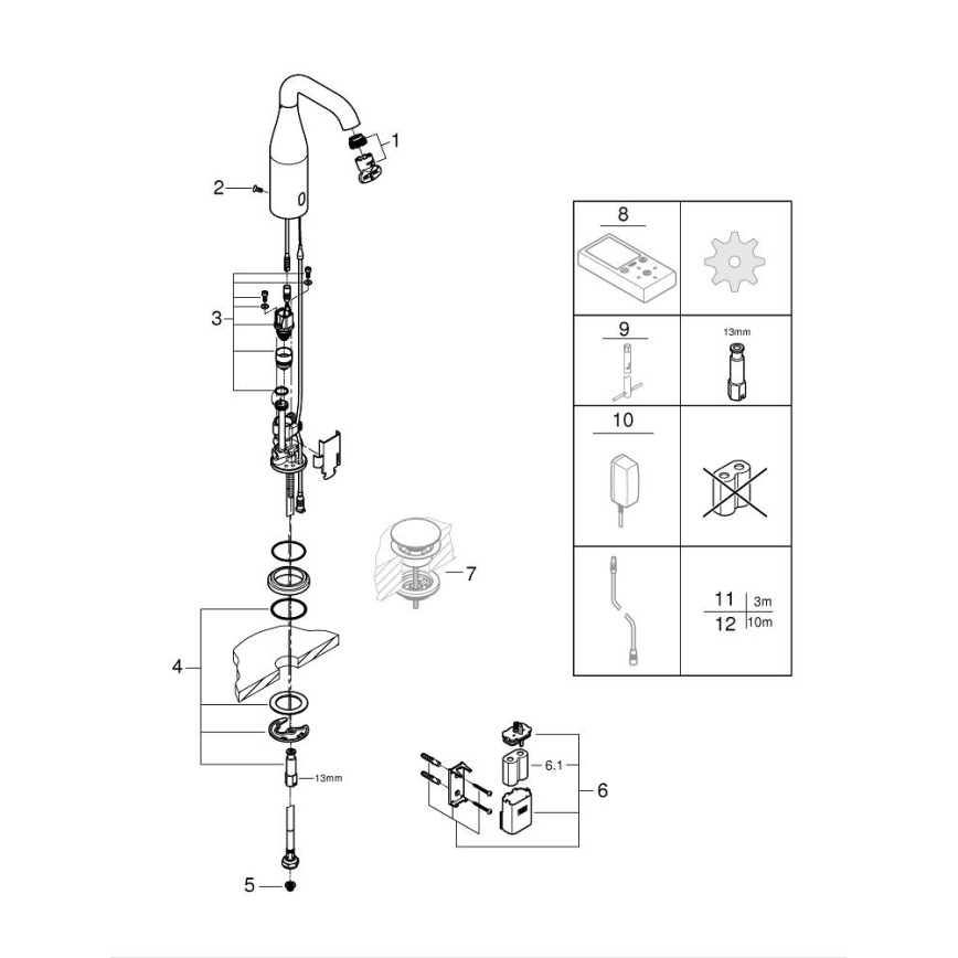 GROHE 36446000 - Miscelatore elettronico a infrarossi ESSENCE E, cromo lucido