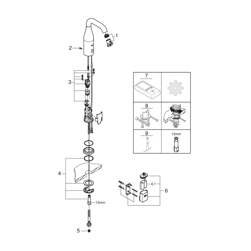 GROHE 36446000 - Miscelatore elettronico a infrarossi ESSENCE E, cromo lucido