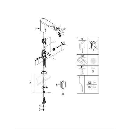 GROHE 36453000 - Miscelatore elettronico a infrarossi per lavabo BAU COSMOPOLITAN E 123 mm cromo