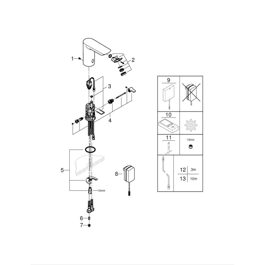 GROHE 36453000 - Miscelatore elettronico a infrarossi per lavabo BAU COSMOPOLITAN E 123 mm cromo