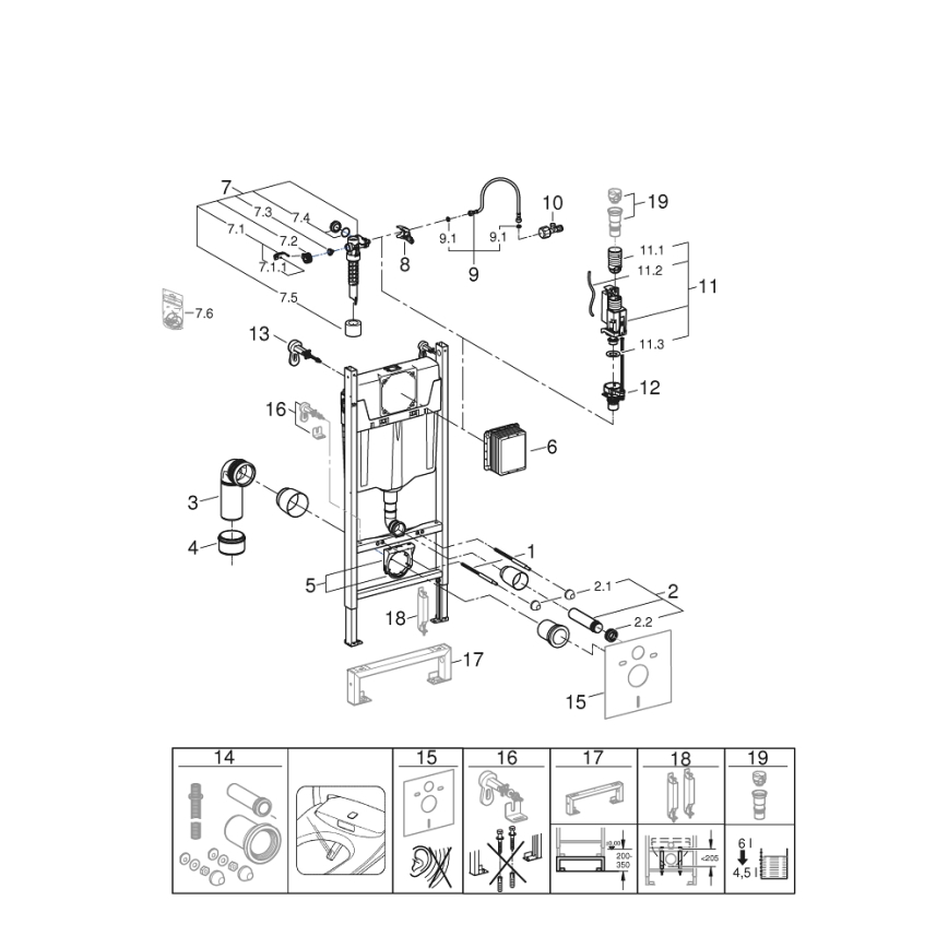 GROHE 36497000 - Modulo per WC SOLIDO 1,13 m bianco