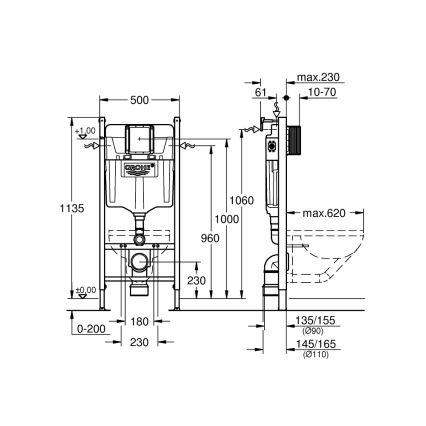 GROHE 36497000 - Modulo per WC SOLIDO 1,13 m bianco