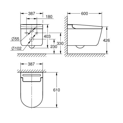 GROHE 36507SH0 - WC con doccia SENSIA 600 × 387 × 403 mm ceramica/bianco