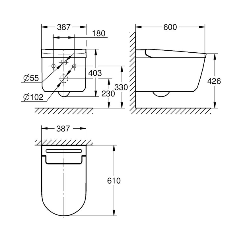 GROHE 36507SH0 - WC con doccia SENSIA 600 × 387 × 403 mm ceramica/bianco