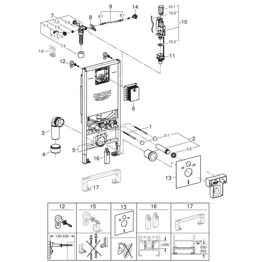 GROHE 36509SH0 - Kit 4 in 1 RAPID SLX 1,13 m in acciaio inossidabile