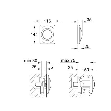 GROHE 37018SH0 - Pulsante di azionamento SURF 116 × 144 mm bianco