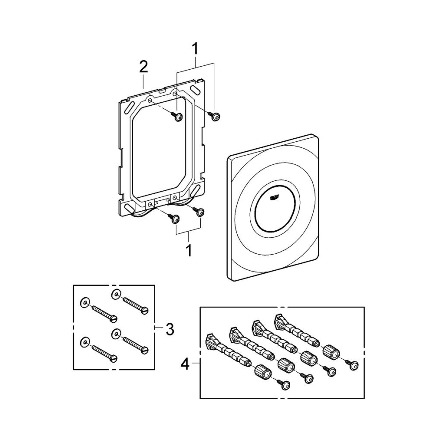 GROHE 37063000 - Pulsante di azionamento SURF 156 × 197 mm, cromo lucido