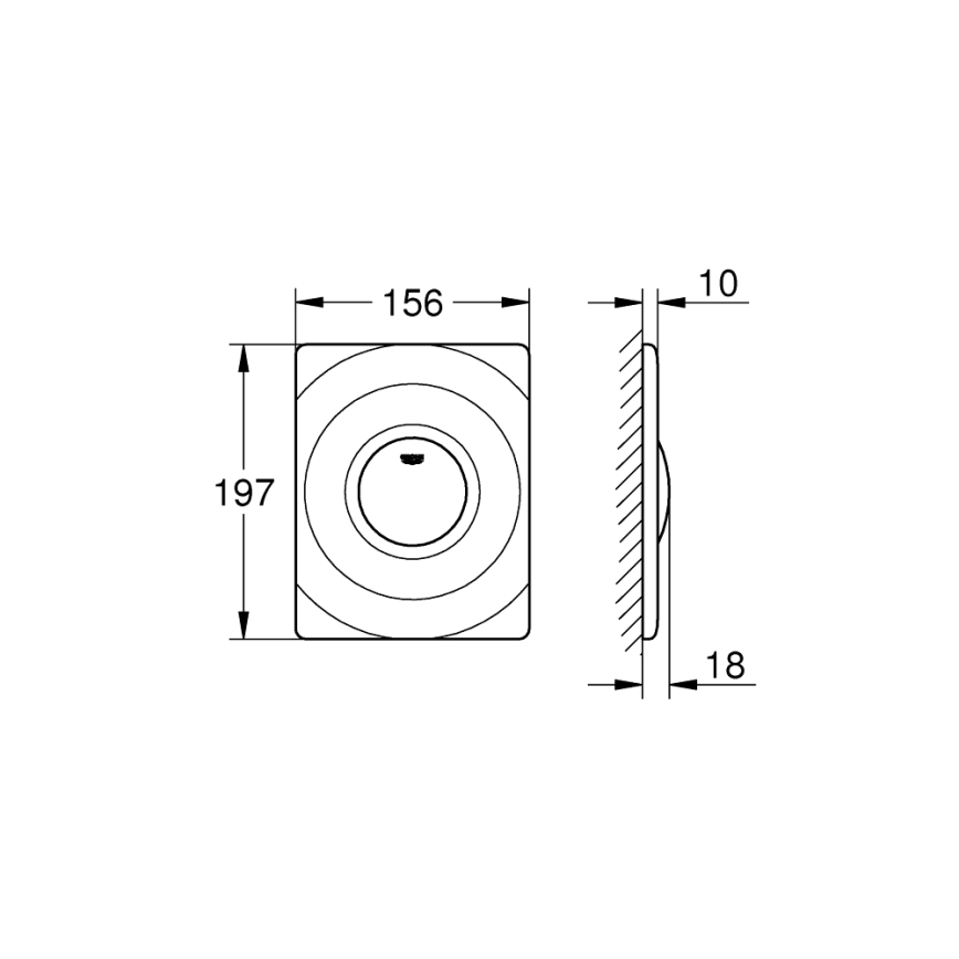 GROHE 37063000 - Pulsante di azionamento SURF 156 × 197 mm, cromo lucido
