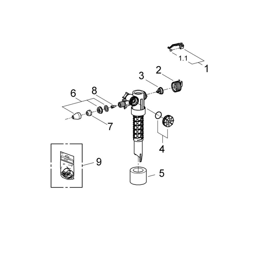 GROHE 37095000 - Valvola di riempimento 38” cromato lucido
