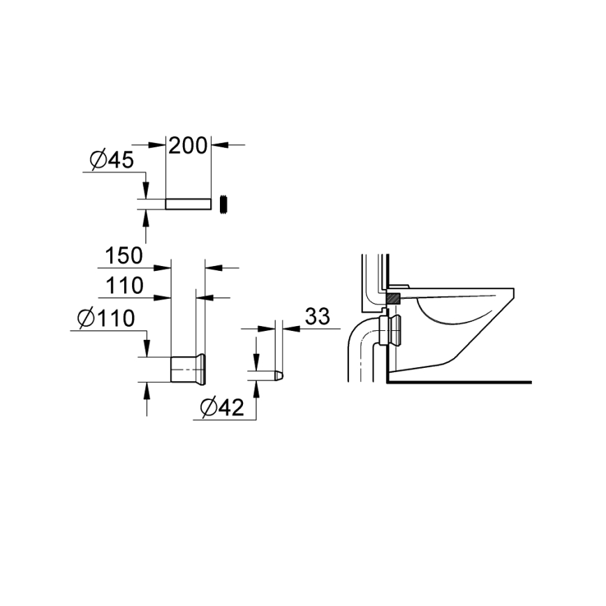 GROHE 37104K00 - Kit di alimentazione e scarico per WC, nero
