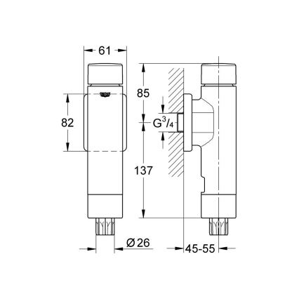 GROHE 37349000 - Valvola di scarico a pressione RONDO A.S. 3” cromato lucido