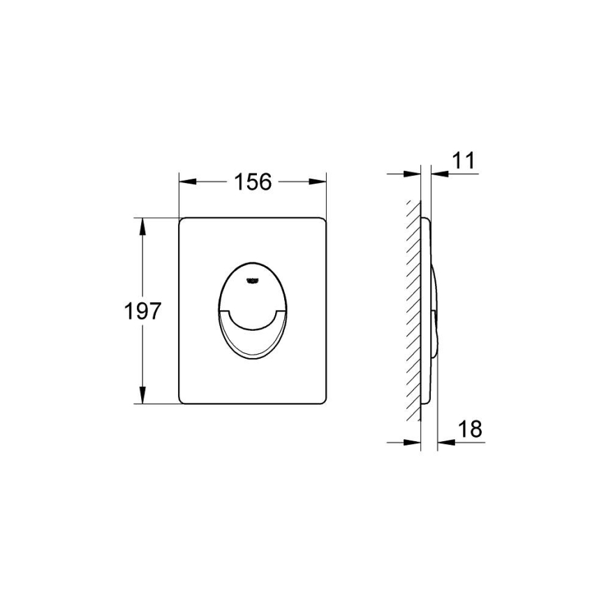 GROHE 38505P00 - Placca di comando SKATE AIR 156 × 197 mm cromo opaco