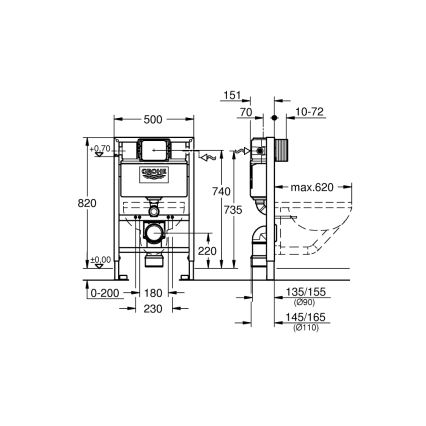 GROHE 38526000 - Modulo WC RAPID SL 0,82 m bianco