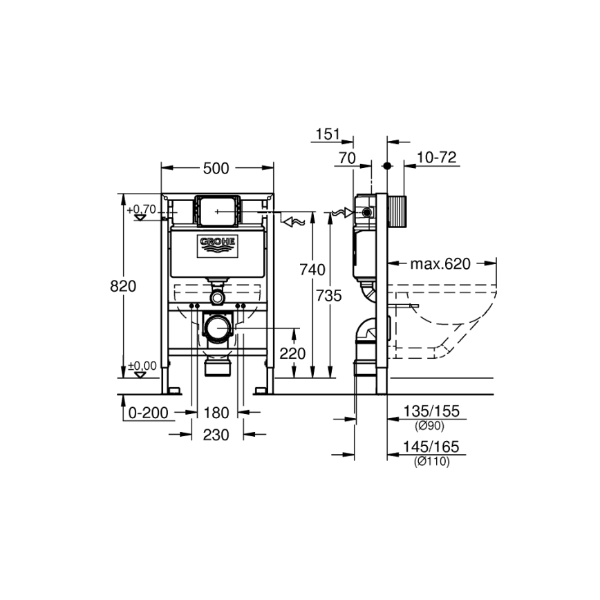 GROHE 38526000 - Modulo WC RAPID SL 0,82 m bianco