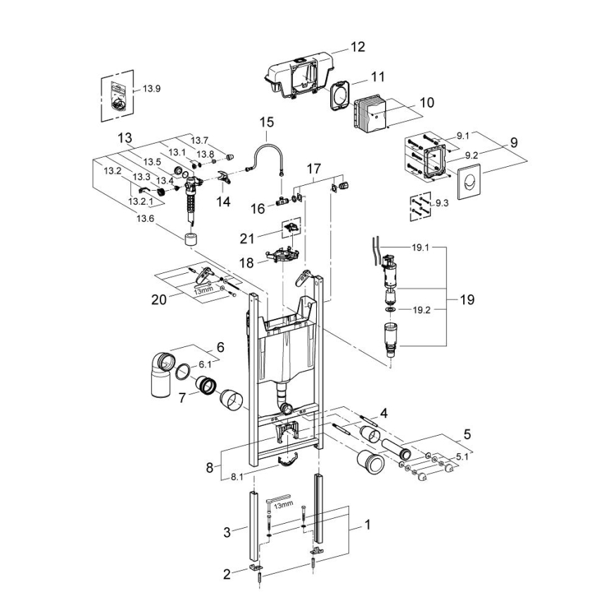 GROHE 3855800M - Raccordo a parete RAPID SL 130-230 mm, cromo lucido