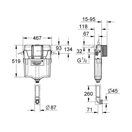 GROHE 38661000 - Cassetta di risciacquo GD 2