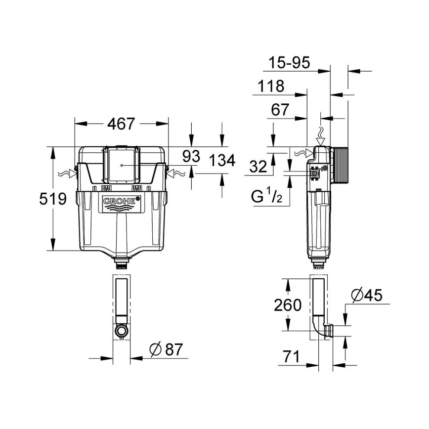 GROHE 38661000 - Cassetta di risciacquo GD 2