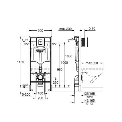 GROHE 38811KF0 - Set 3 in 1 per WC SOLIDO 1,13 m nero
