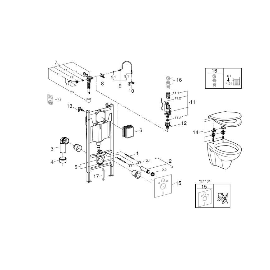 GROHE 39116000 - Set 4 in 1 con ceramica SOLIDO COMPACT 1,13 m