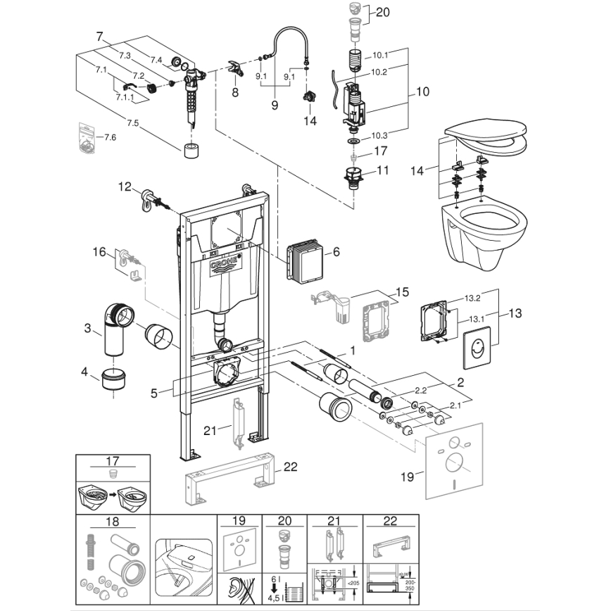 GROHE 39192000 - Set 4 in 1 SOLIDO 1,13 m DuroWhite