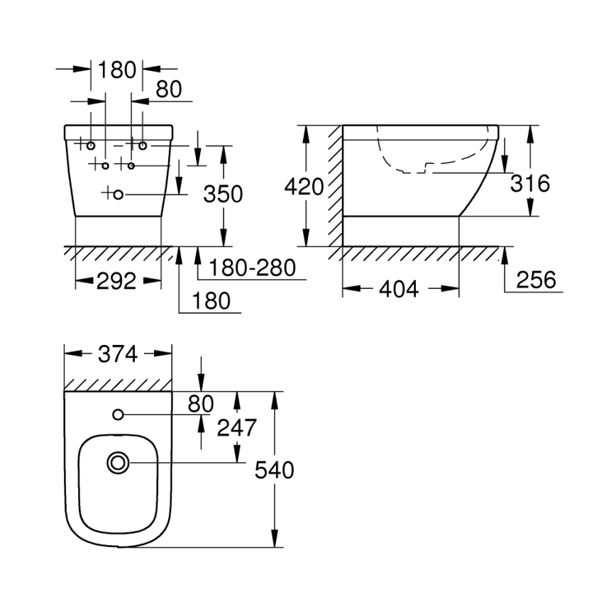 GROHE 39208000 - Bidet sospeso EURO CERAMIC 540 × 375 mm ceramica/bianco
