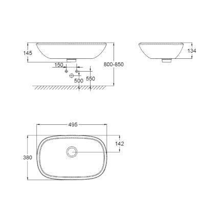GROHE 39216000 - Lavabo da appoggio EUROSTYLE 500 × 380 mm ceramica/bianco