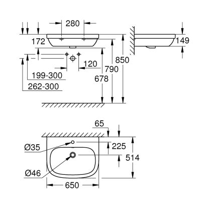 GROHE 39323000 - Lavabo EURO CERAMIC 650 × 514 mm ceramica/bianco
