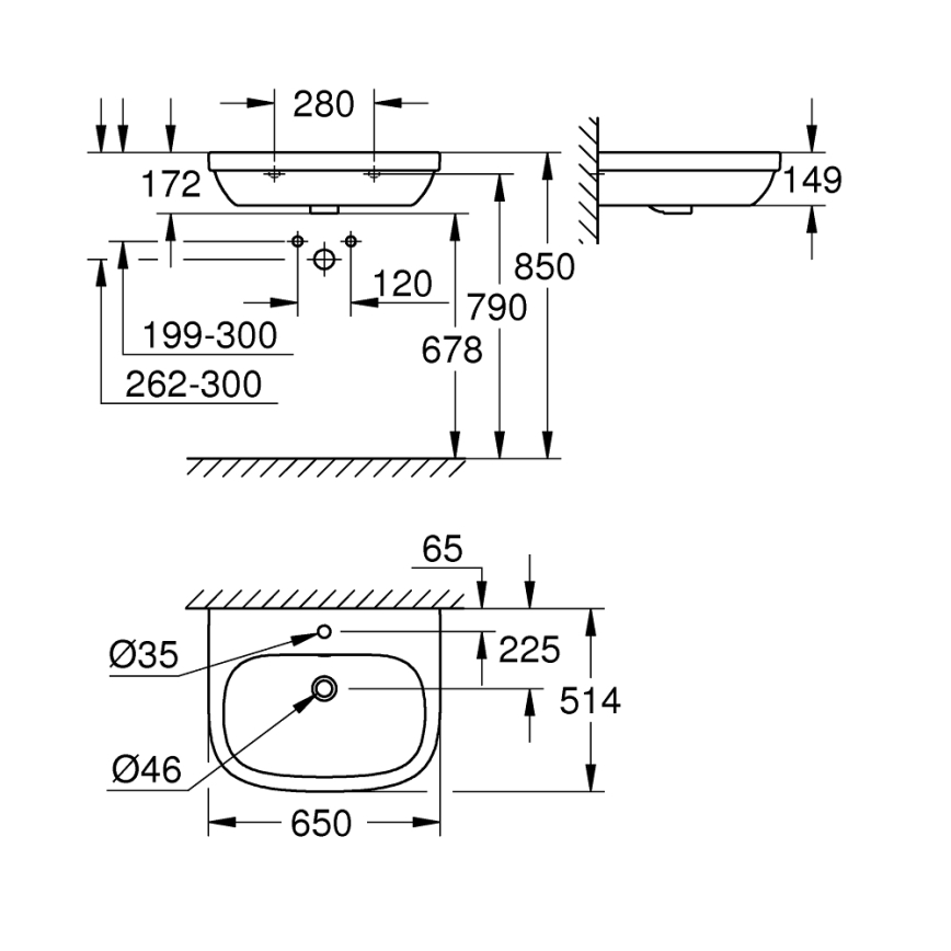 GROHE 39323000 - Lavabo EURO CERAMIC 650 × 514 mm ceramica/bianco