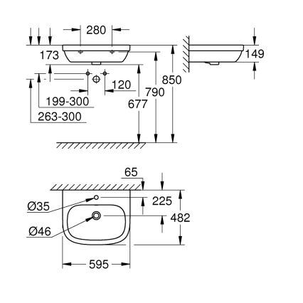 GROHE 39335000 - Lavabo EURO CERAMIC 595 × 482 mm ceramica/bianco