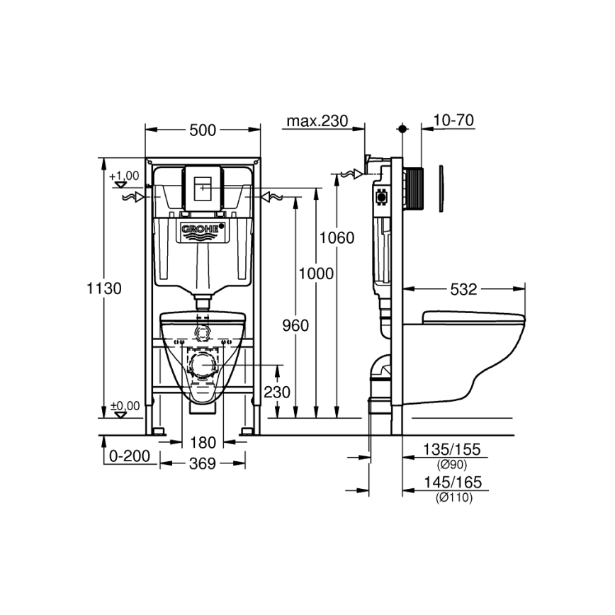 GROHE 39467000 - Set per WC SOLIDO 1,13 m, ceramica/bianco