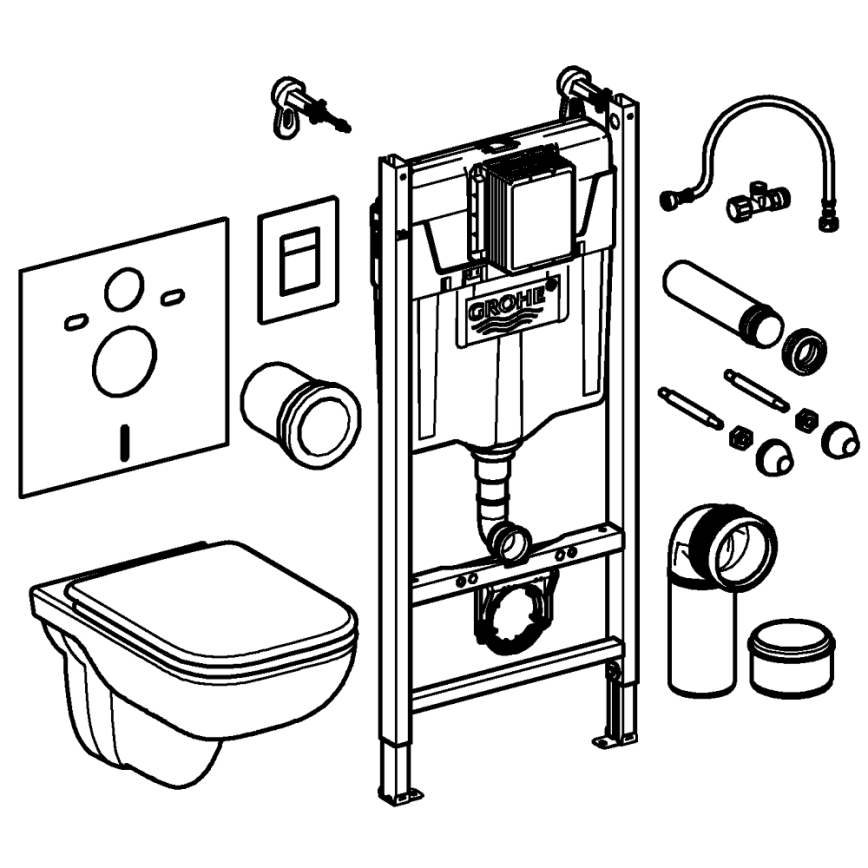 GROHE 39816000 - Set per WC SOLIDO COMPACT 1,13 m in ceramica, bianco