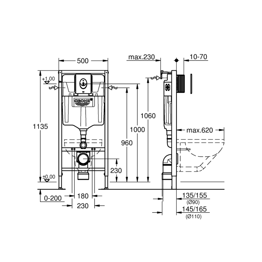 GROHE 39883000 - Installazione pre-muro SOLIDO 1,13 m, cromo lucido