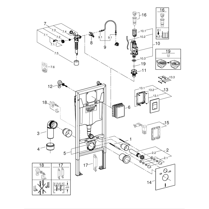 GROHE 39930000 - Set 4 in 1 per WC SOLIDO 1,13 m, cromo lucido