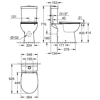 GROHE 39942000 - Set WC combinato BAU CERAMIC, ceramica/bianco