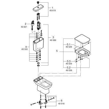 GROHE 39951000 - WC combinato START EDGE 384 × 668 mm ceramica/bianco